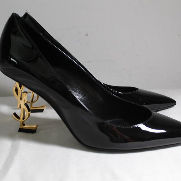 NWOB YSL Saint Laurent Opyum Logo Heel Patent Leather Pumps Heels 38.5 - Picture 3 of 9